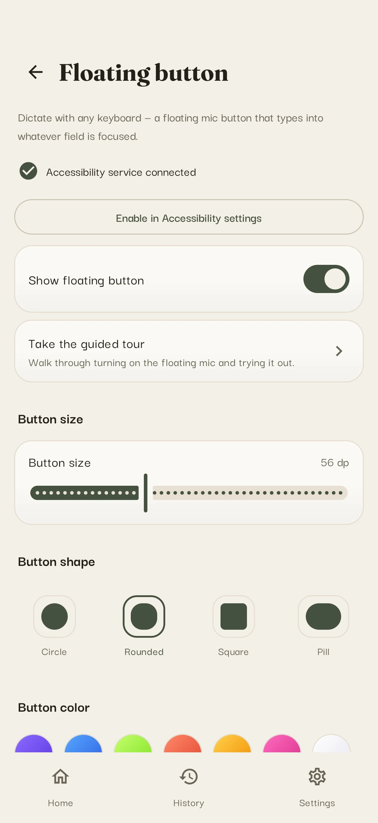 Floating mic button