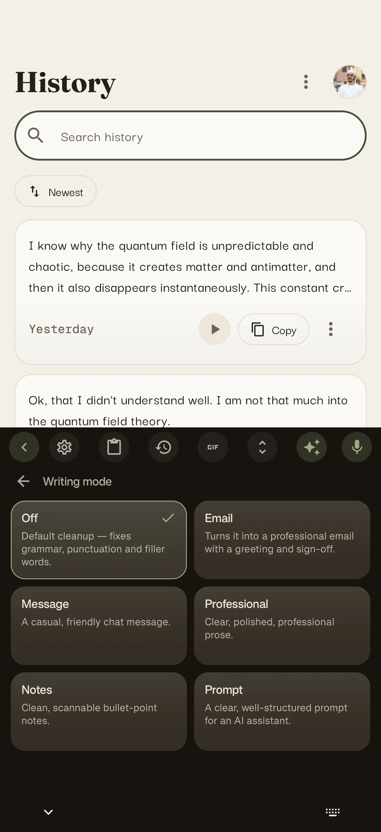 Writing modes